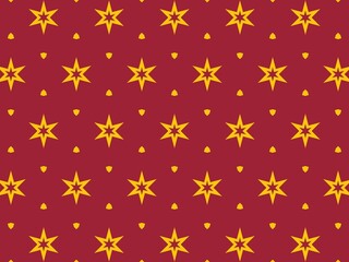 Seamless pattern of gold stars on a maroon background, ideal for festive and celebratory designs.