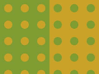 Abstract seamless pattern with green and gold polka dots on a split background, perfect for various design applications.