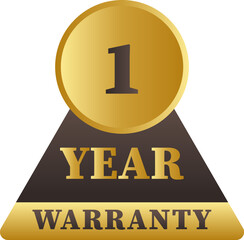 1 Year warranty , 1 Year warranty Banner Label Signs. gold medal with number one