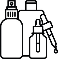 Set of cosmetic bottles including spray bottle dropper bottle and lotion bottle