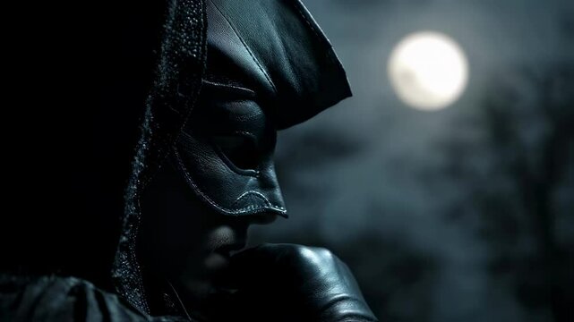 The thief is a master of deception and there is no denying it. Reflected in the moonlight is the shape of a rogue s mask and a dark leather glove. Their figure is one of