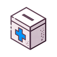 Obraz premium Donation box with medical cross for health fundraisers.