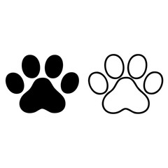 シンプルな動物の肉球の線画とベクター イラスト