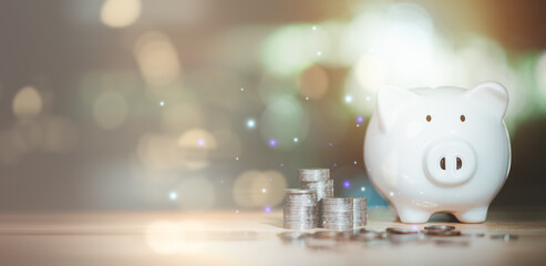 financial concept and saving money ,investment savings ,Planning savings for future ,retirement...