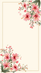 Elegant floral frame with pink flowers blooming gracefully