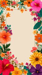 Colorful floral border creating a vibrant rectangular frame
