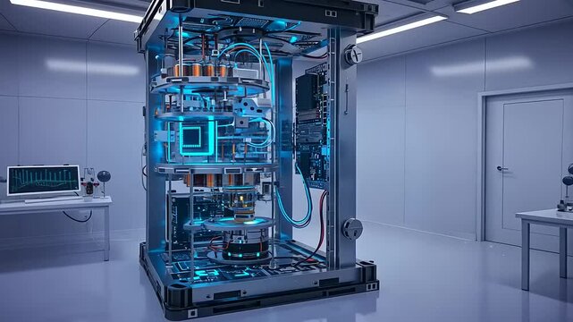 Advanced quantum computer in a high-tech lab environment