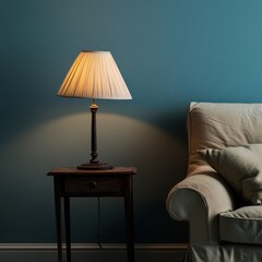 Cozy lamp next to a comfy sofa