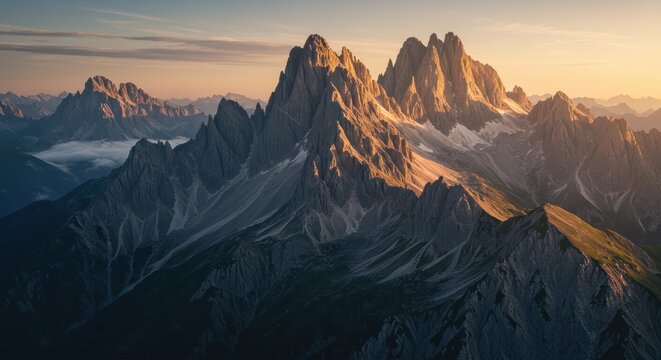 Majestic Mountain Peaks at Sunrise A Breathtaking Landscape Photography
