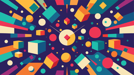 Abstract geometric composition with colorful shapes suitable for various design projects