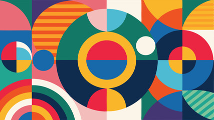 Obraz premium Abstract geometric design with colorful shapes and transparent background