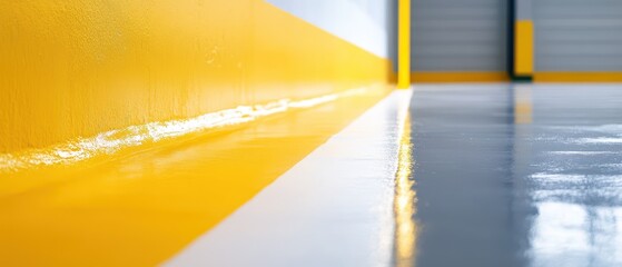 Colorful industrial floor with yellow highlights