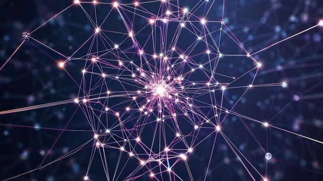 Particles Floating in Space Slowly Coming Together to Form a Network of Interconnected Nodes