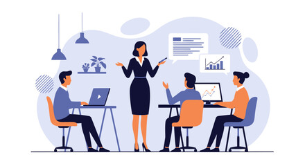 Obraz premium Business Presentation By Confident Female Leader During Corporate Meeting