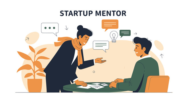 Business Consulting Illustration About Startup Mentoring And Successful Collaboration