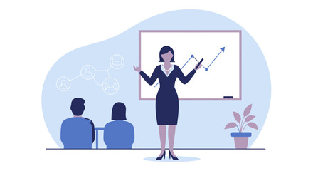 Corporate Presentation By A Business Woman For Company Team Training Session