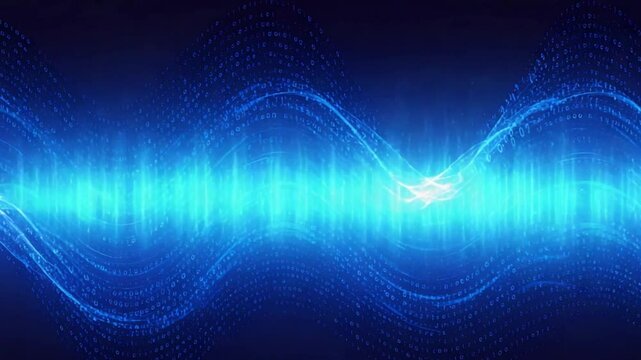 Blue digital wave data flow background