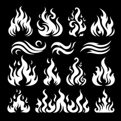 Obraz premium Flame silhouettes collection. Transparent PNG version.