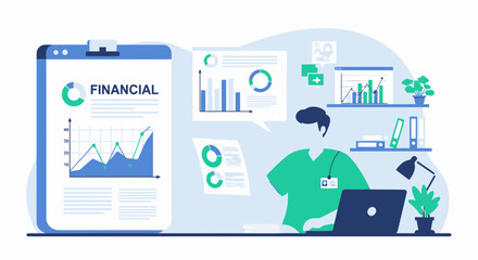 Obraz premium Medical Staff Analyzing Financial Data and Chart Graphs on Clipboard for Diagnostic Purposes