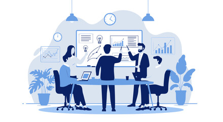 Team Brainstorming Session Illustrating Innovative Ideas and Data Analysis Presentation
