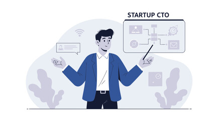 Startup Cto Explaining a Technical Diagram Presentation Meeting For Team