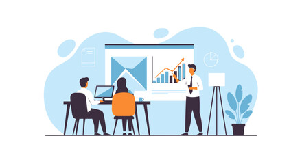 Naklejka premium Professional Presentation By Expert Leading Team For Strategy Development At Workplace