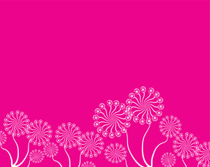 White spirals with star-shaped dots creating floral pattern on pink background