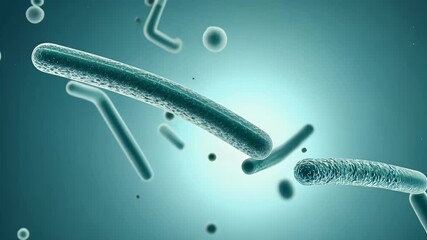Abstract 3D animation rendering of bacteria or virus cell microscope background footage - Powered by Adobe