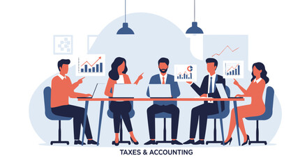 Modern Business Meeting Teamwork On Financial Statistics Analysis Charts Presentation