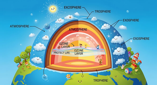 Earth's Atmosphere and Layers A Colorful Illustrated Guide to Our Planet