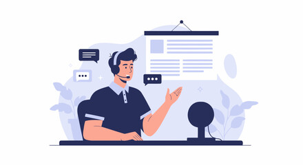 Professional Customer Service Representative Providing Assistance Online Telecommunications