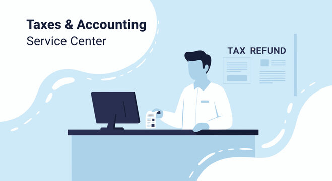Expert Financial Advisor Assisting with Tax Refund Claim Process Illustration