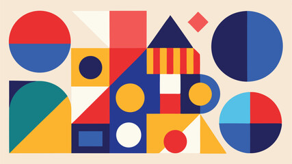 Colorful geometric abstract composition with harmonious shapes and modern design aesthetic