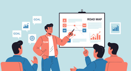Project Roadmap Presentation By Team For Corporate Business Strategy Discussion