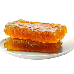Honey Dripping from Hovering Honeycomb – Clean White Background

