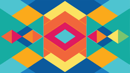 Colorful geometric shapes composition with dynamic symmetry and bright modern aesthetic