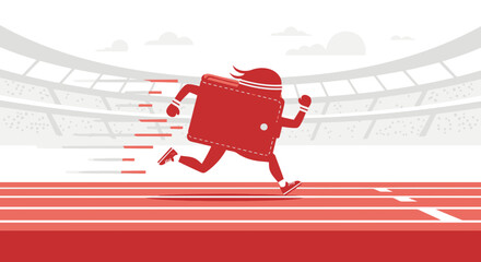 Wallet Sprinting on Track Financial Urgency or Loss Concept Illustration