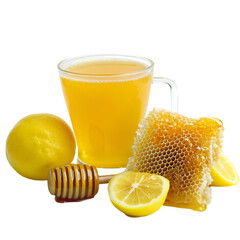 Sweet Honey in Glass Cup Isolated on White Background – High-Resolution Image. 
 organic honey on white, pure honey in cup, liquid gold honey, bee honey photo, sticky sweet honey, honey in clear glas
