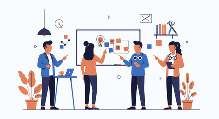 Business Meeting With Brainstorming and Planning Idea Sharing For Business Growth