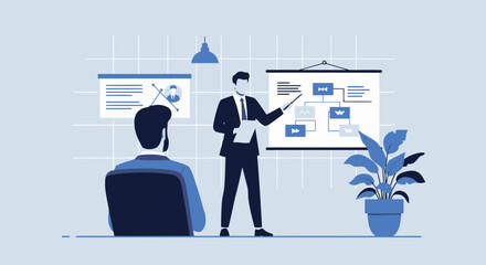 Business Presentation By A Male Executive Discussing Business Growth Strategy