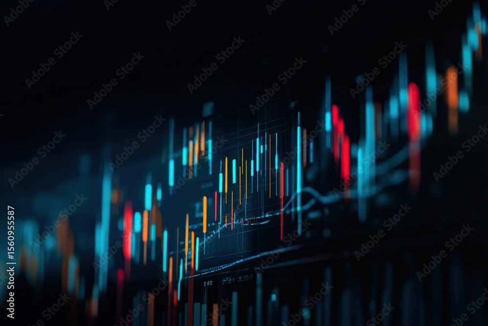 Aufkleber High Tech Financial Data Analysis Chart with Colorful Dynamic Graphs and Market Trends for Investment and Trading Insights