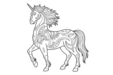 Ornate unicorn, stylized with Celtic-like patterns.

