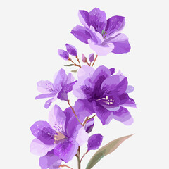 Vibrant purple flowers vector illustration in PNG and PSD formats for creative projects