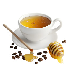 Sweet Honey in Glass Cup Isolated on White Background – High-Resolution Image. 
 organic honey on white, pure honey in cup, liquid gold honey, bee honey photo, sticky sweet honey, honey in clear glas
