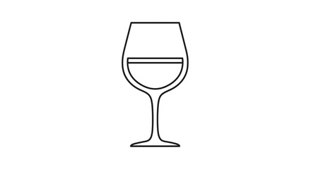 Outline wine glass vector illustration for wine tasting events and bar promotions with simple design style vector
