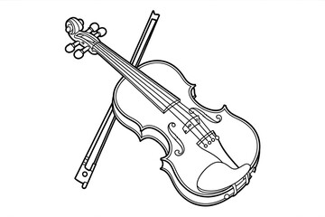 Obraz premium Violin and bow, musical instrument. 