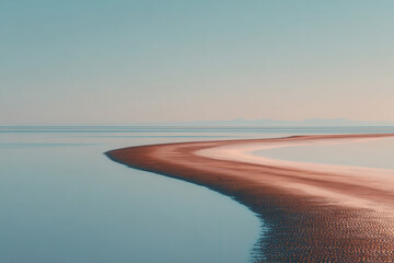 salt lake in tunisia during soft twilight framed by natural curves
