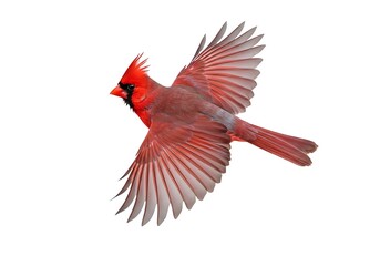 Obraz premium Northern Cardinal in Flight Against a White Background. Generative Ai