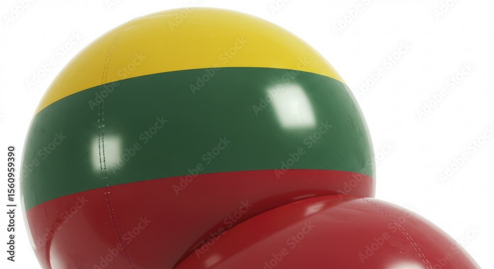 Fototapete abstract inflatable sculpture with lithuanian flag colors on a w