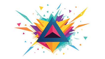 Abstract colorful geometric design with transparent triangles on white background